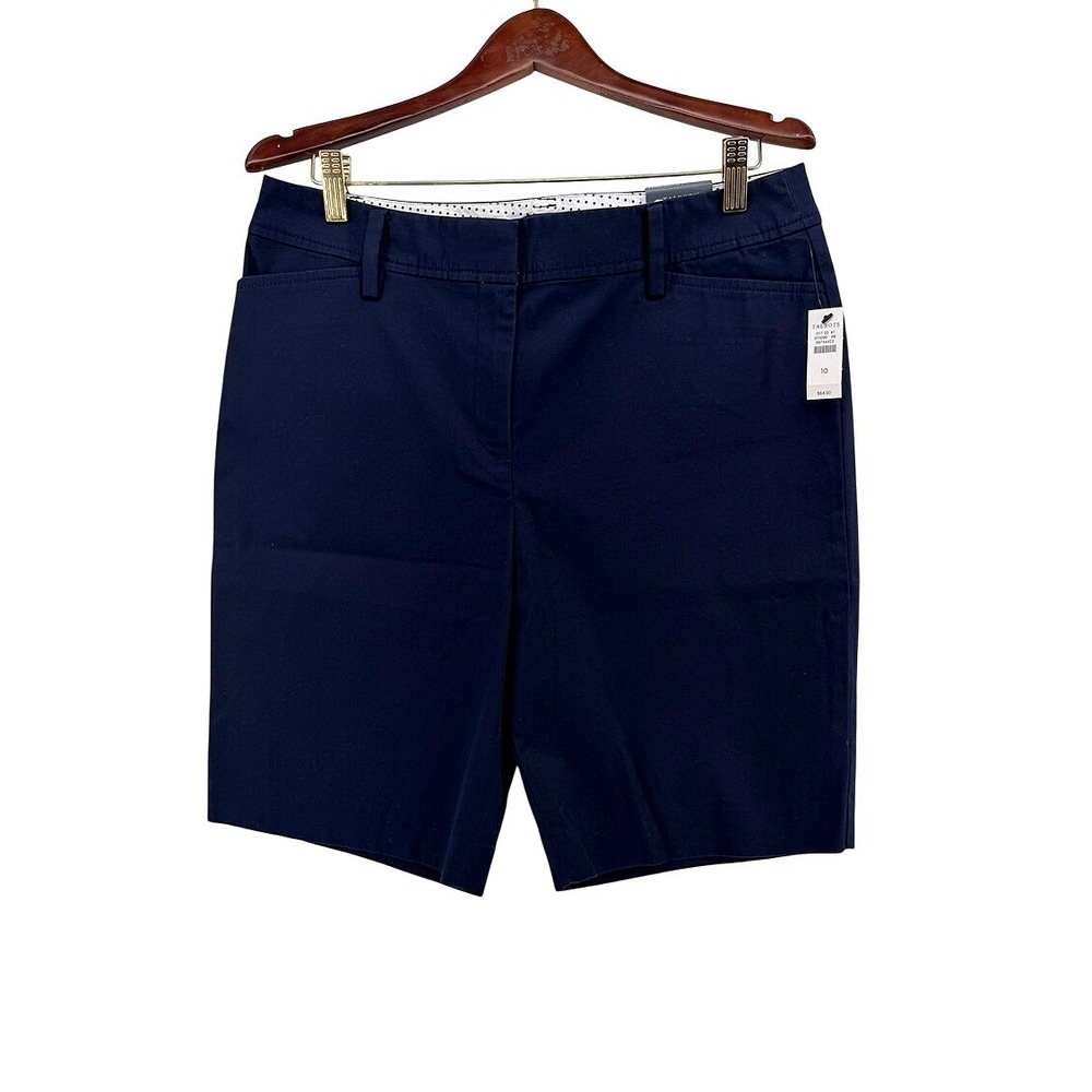 Talbots Perfect Short 10.5 Inch Navy Blue Cotton Stretch Chino Shorts Womens 10